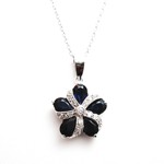 Dark Blue CZ Pinwheel Flower Pendant with Chain Dark Blue CZ Pinwheel Flower Pendant with Chain